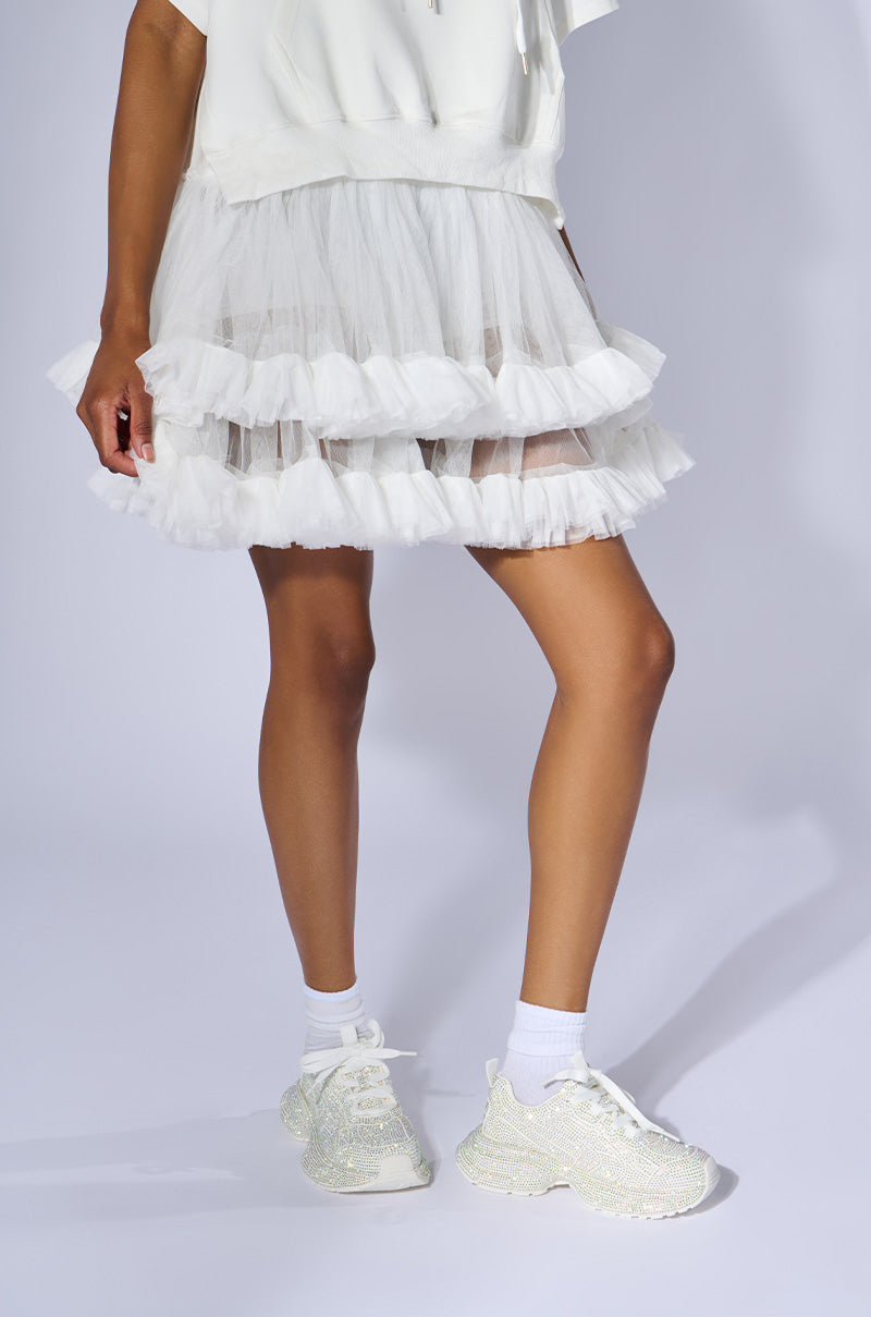 PRINCESS WHITE EMBELLISHED SNEAKER