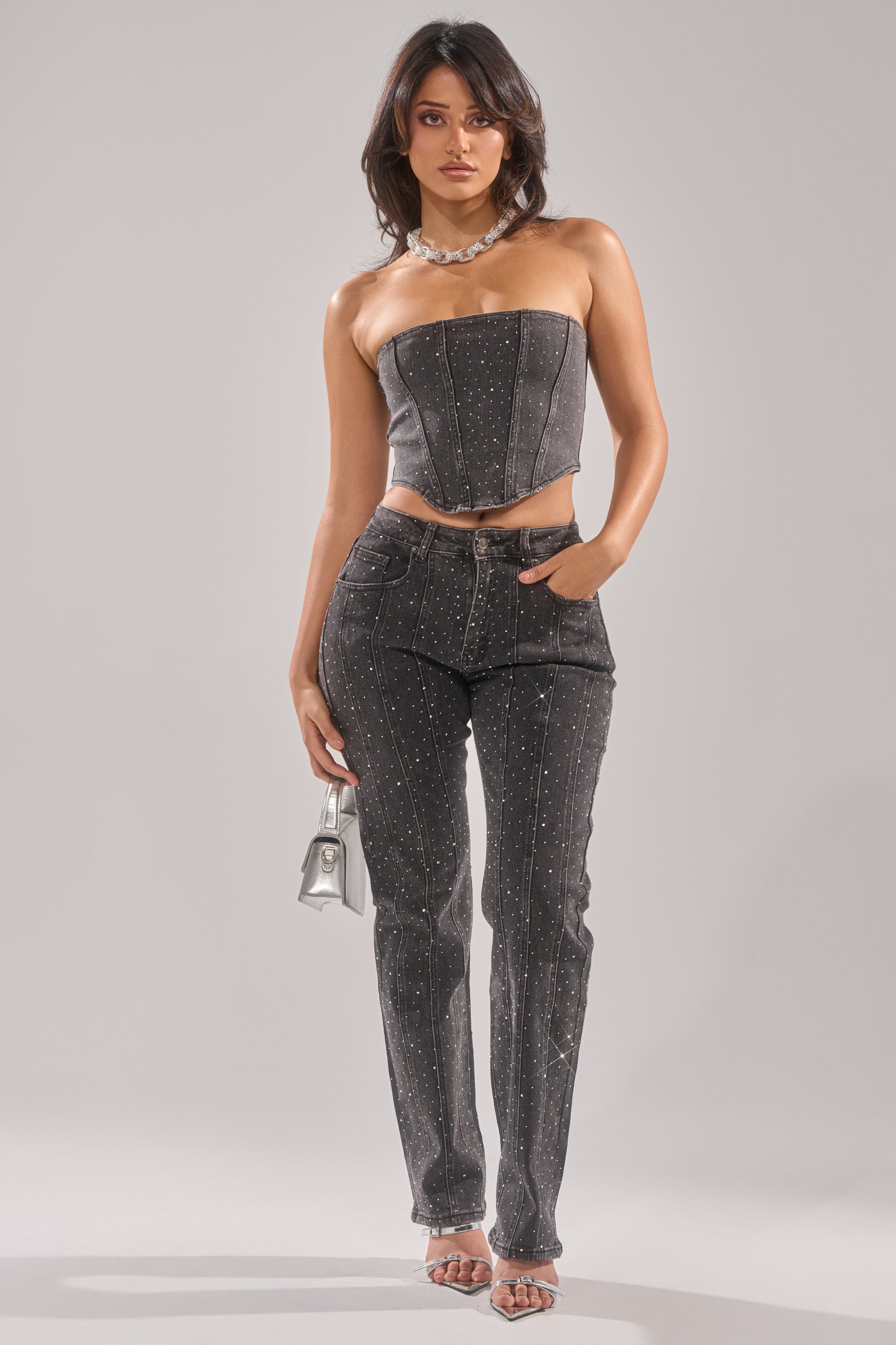 LETS GET IT DENIM CORSET TOP