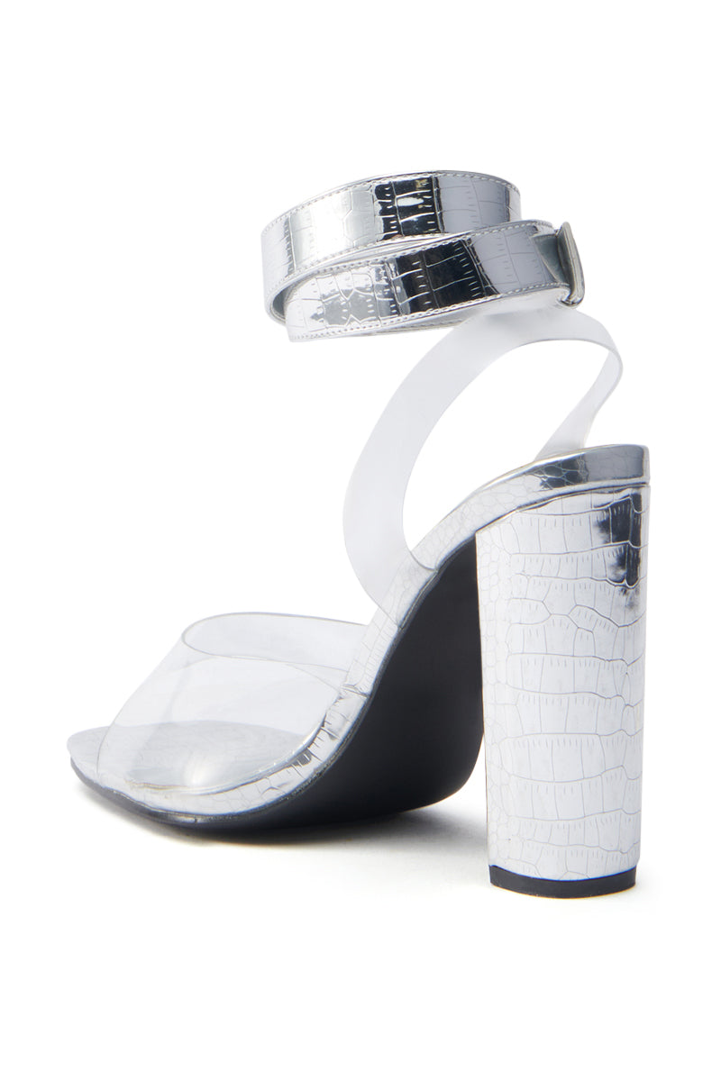 AZALEA WANG REMILIA SILVER CROC SANDAL WITH STRAP