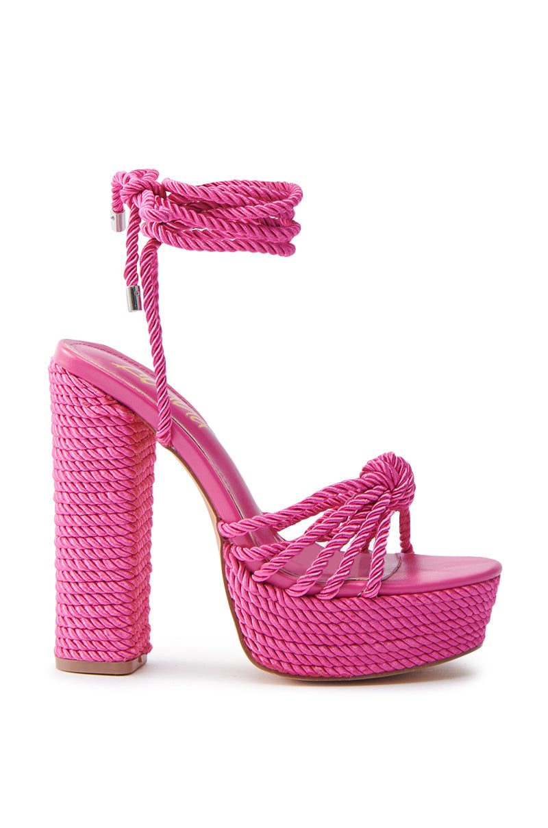 RENEE FUCHSIA ROPE DETAIL LACE UP SANDAL