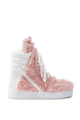 AZALEA WANG RIORDAN PINK FUR HIGHTOP SNEAKER
