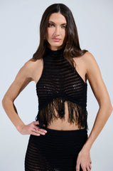 CROCHET FRAYED EDGE CROP TANK TOP