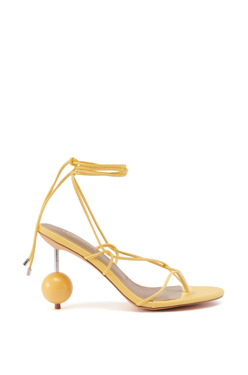 RONNIE YELLOW STILETTO STRAPPY SANDAL WITH BALL DETAIL