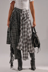 FALL VIBES PLAID MIDI SKIRT