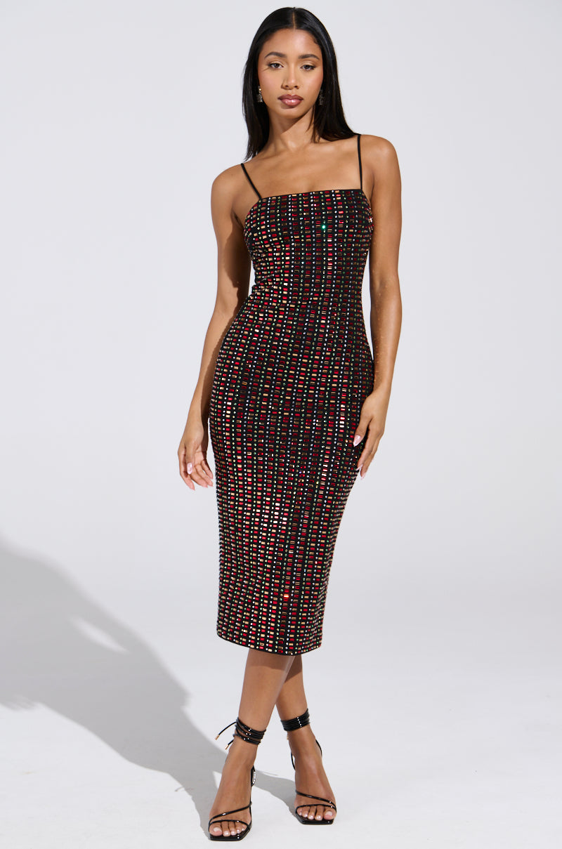 RENEE RHINESTONE MIDI DRESS