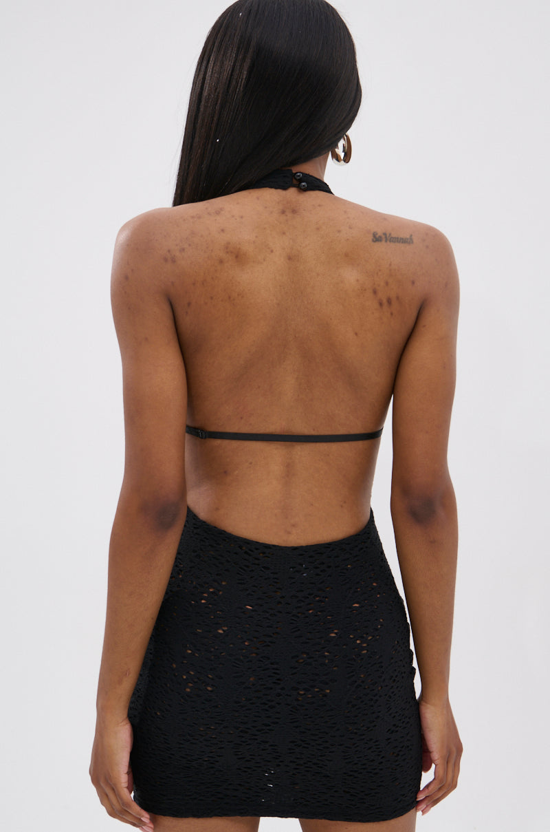 ON THE MOVE BODYCON MINI DRESS IN BLACK