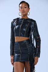 CALM DOWN BABY FAUX LEATHER BLOUSE