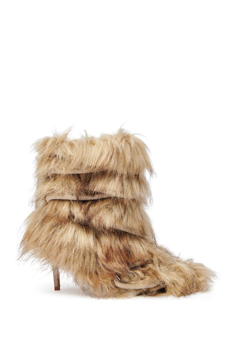 AZALEA WANG SALERE BROWN ROPE DETAIL STILETTO BOOTIE