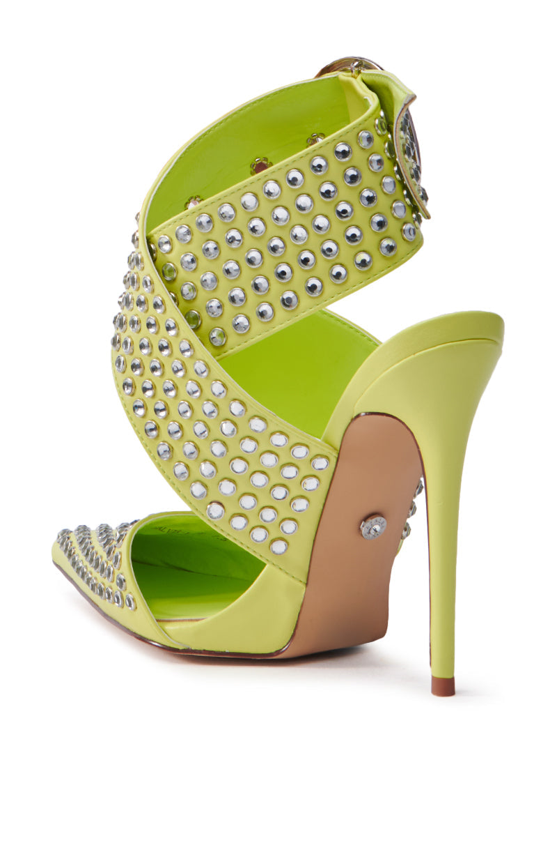 AZALEA WANG SALVIA LIME STUDDED STILETTO PUMP