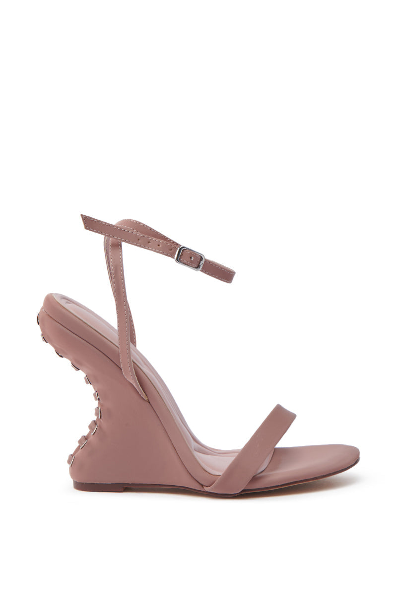 AZALEA WANG SAWNEY MAUVE LACE UP PATENT SANDAL