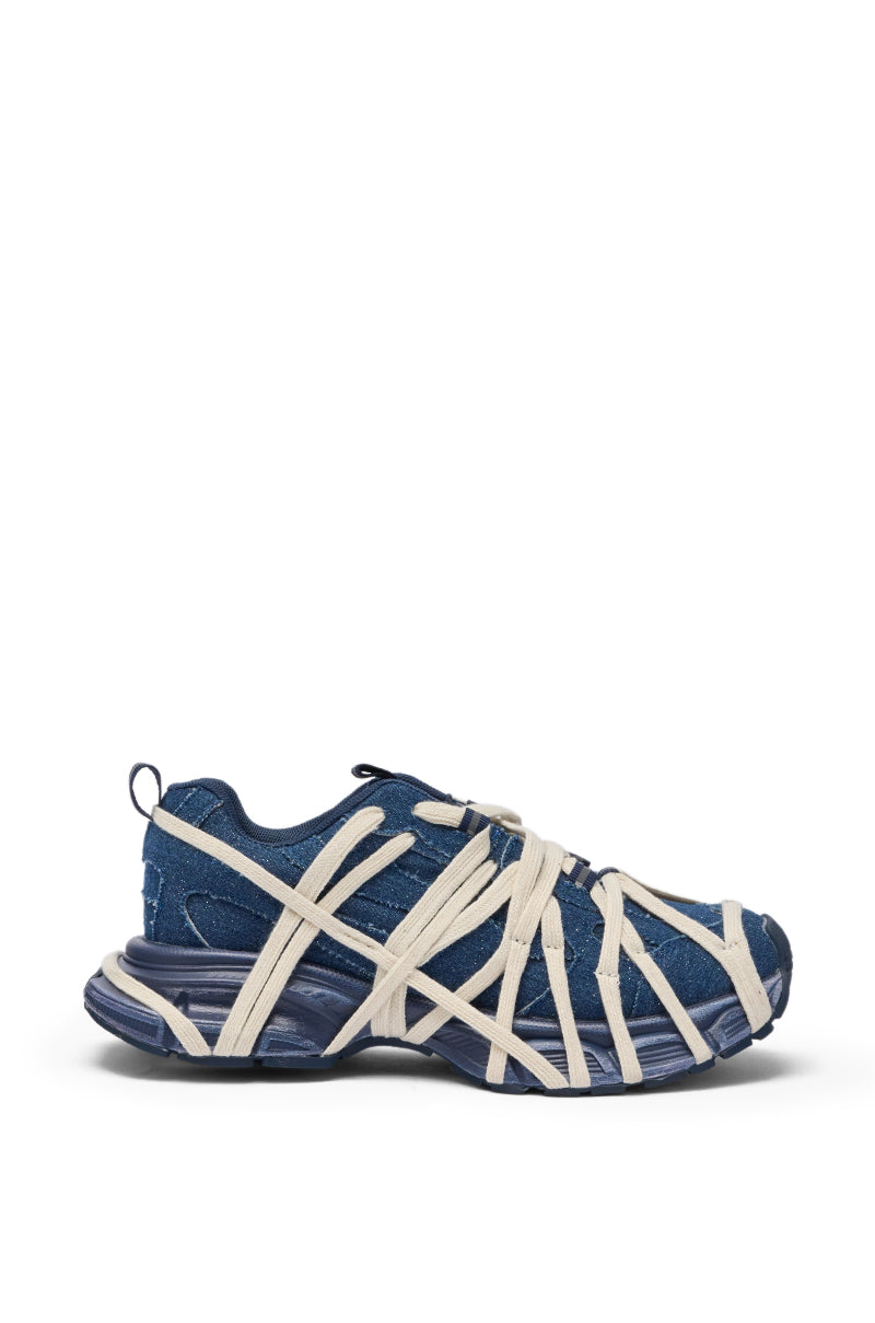 AZALEA WANG SELIE DENIM LACE DETAIL SNEAKER