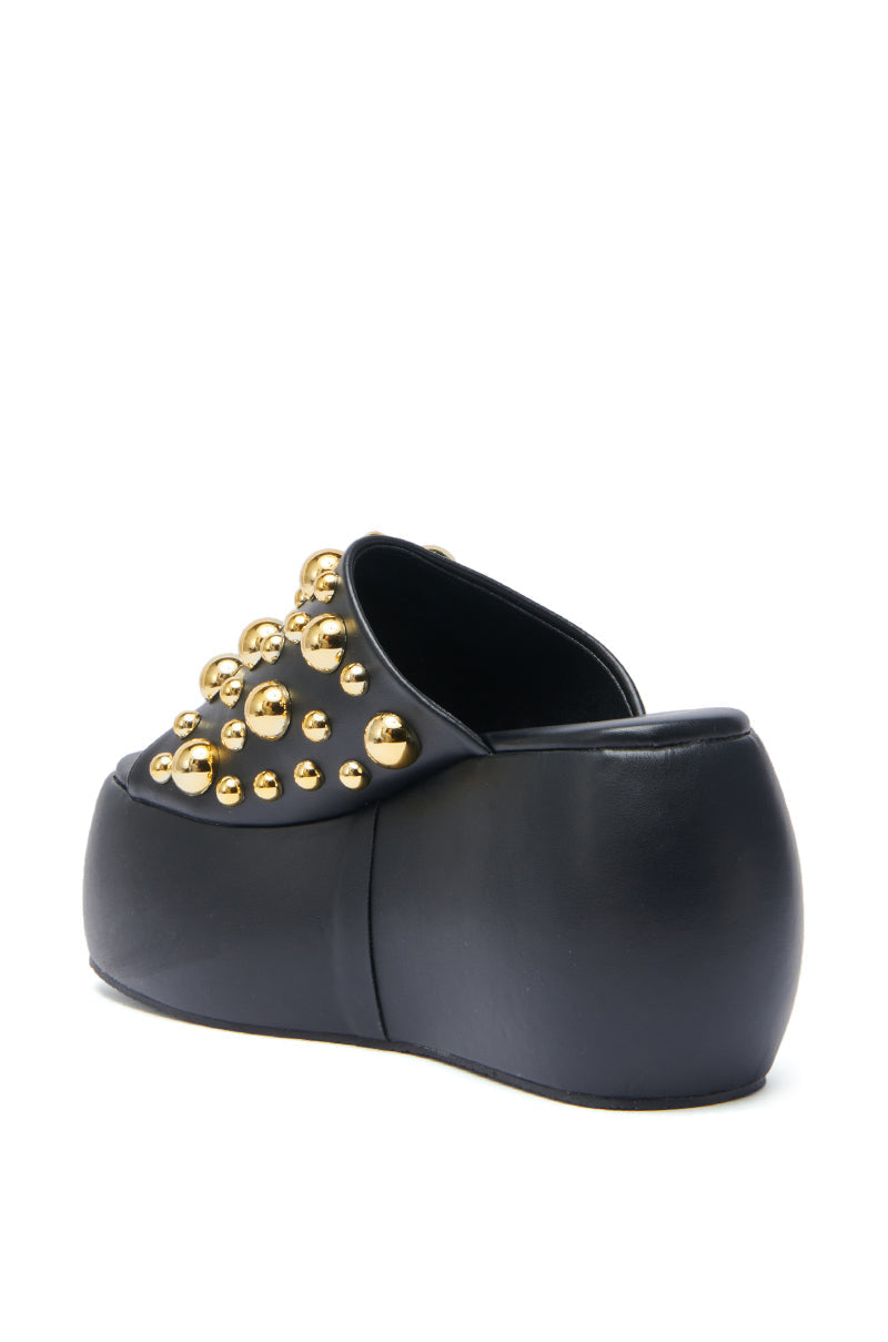 AZALEA WANG SERGO BLACK EMBELLISHED CHUNKY SANDAL