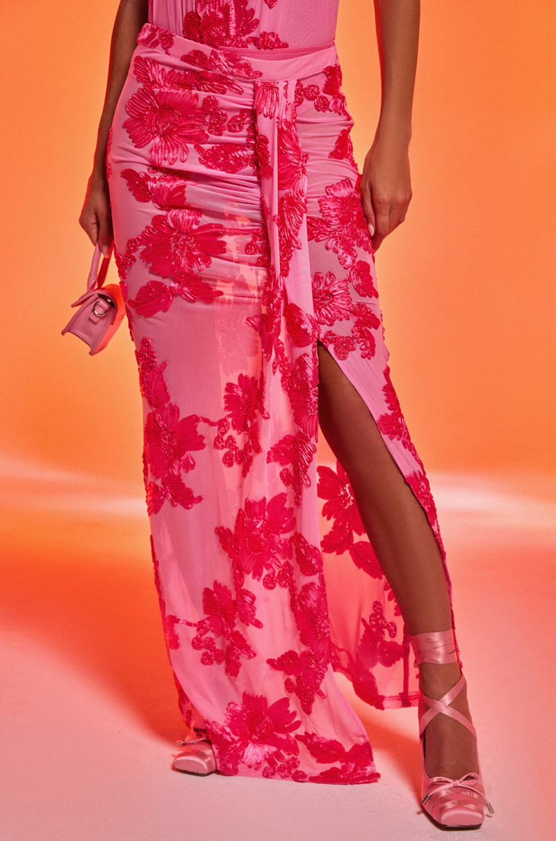 FLOWER GIRL MESH MAXI SKIRT