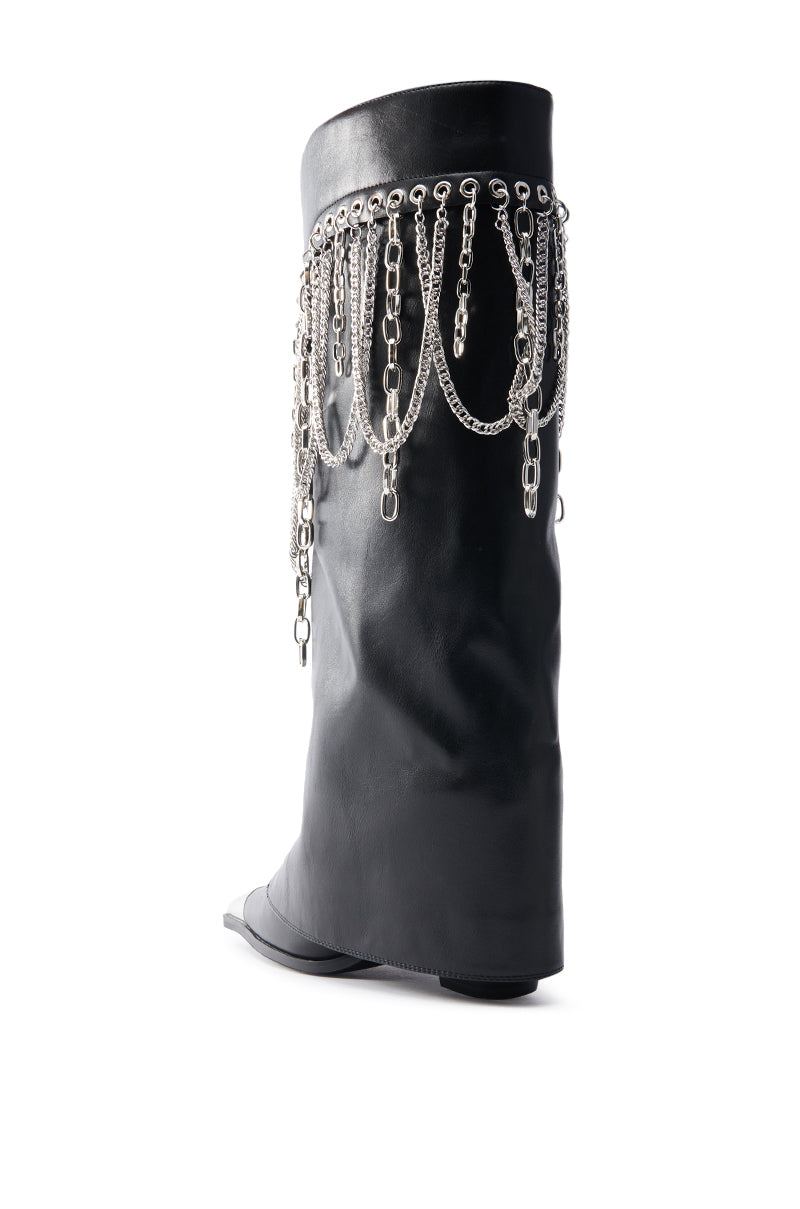 AZALEA WANG SINISTER BLACK WESTERN CHUNKY BOOT