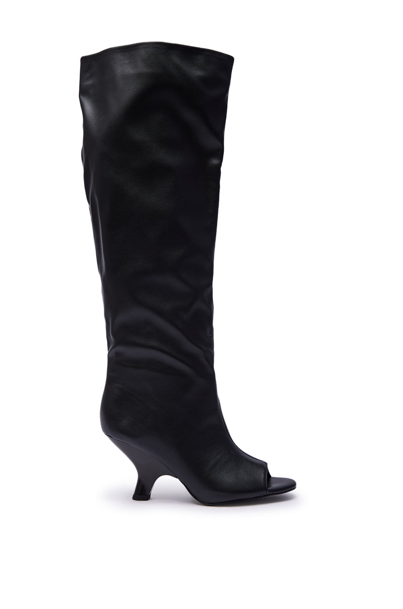 AZALEA WANG SIZANI BLACK WEDGE SLOUCHY BOOT