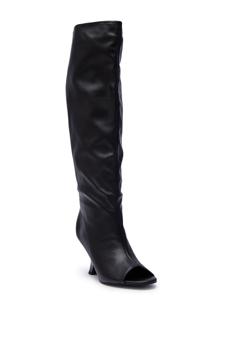 AZALEA WANG SIZANI BLACK WEDGE SLOUCHY BOOT
