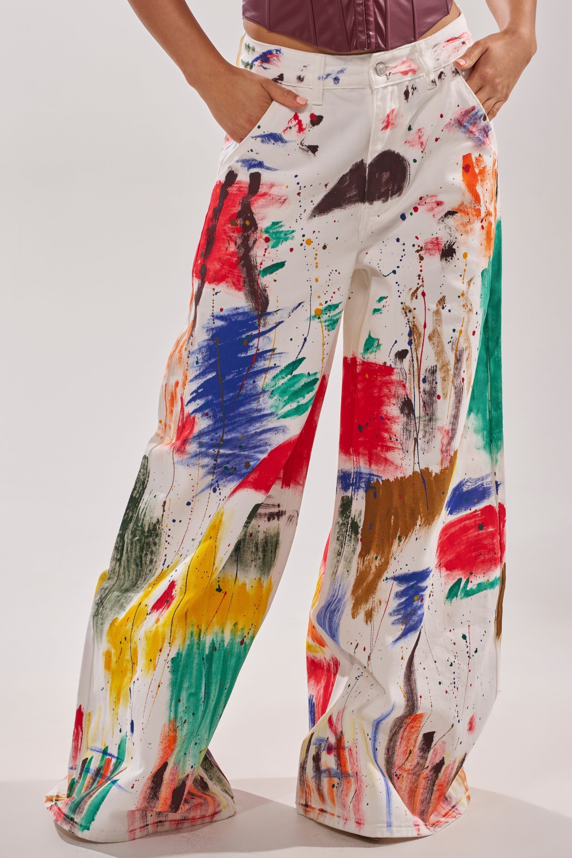 PAINTED ON RELAXED DENIM PANT