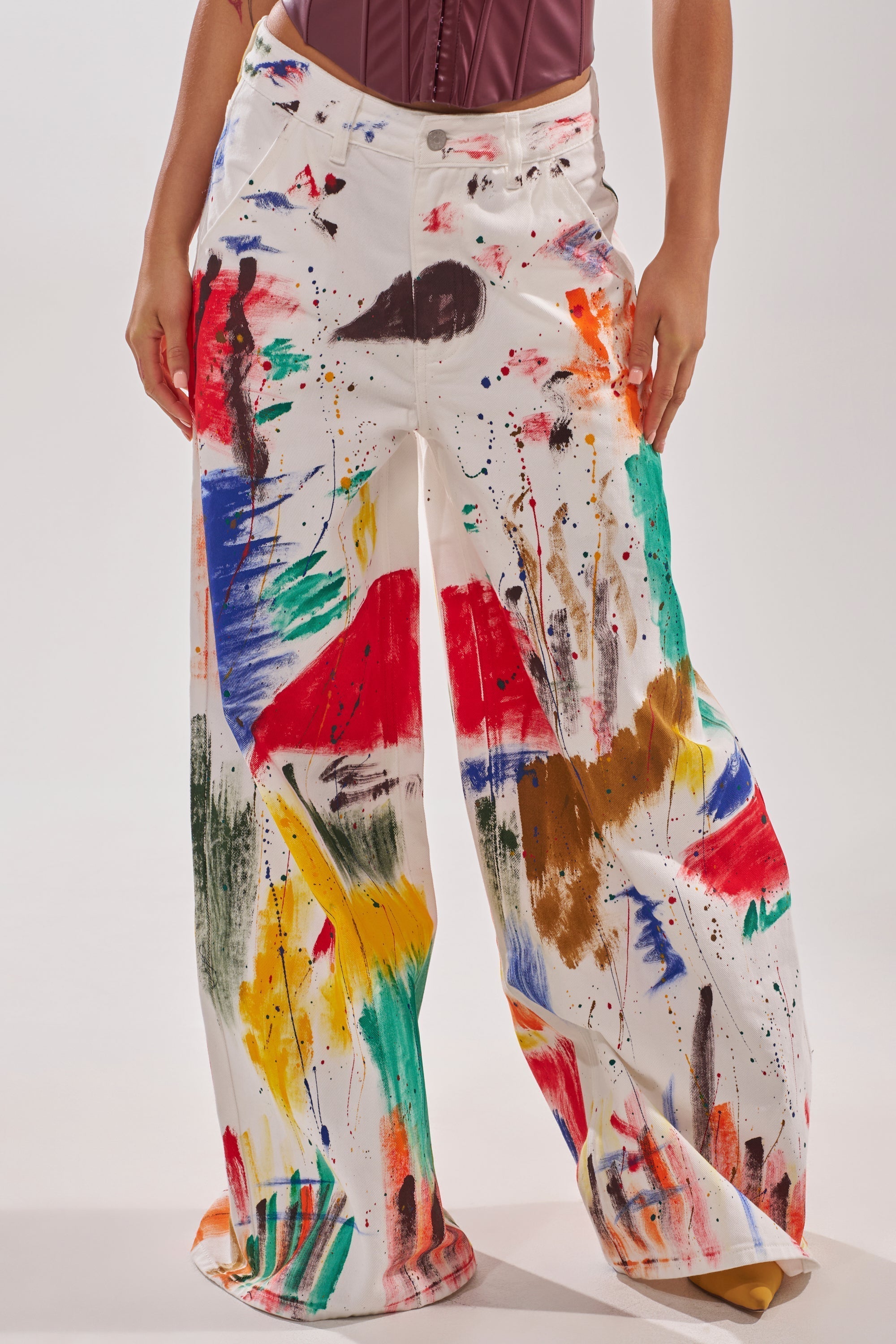 PAINTED ON RELAXED DENIM PANT