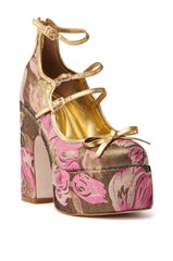AZALEA WANG SPROUT GOLD BROCADE PUMP