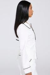 LISA WOVEN PIPED BUTTON UP