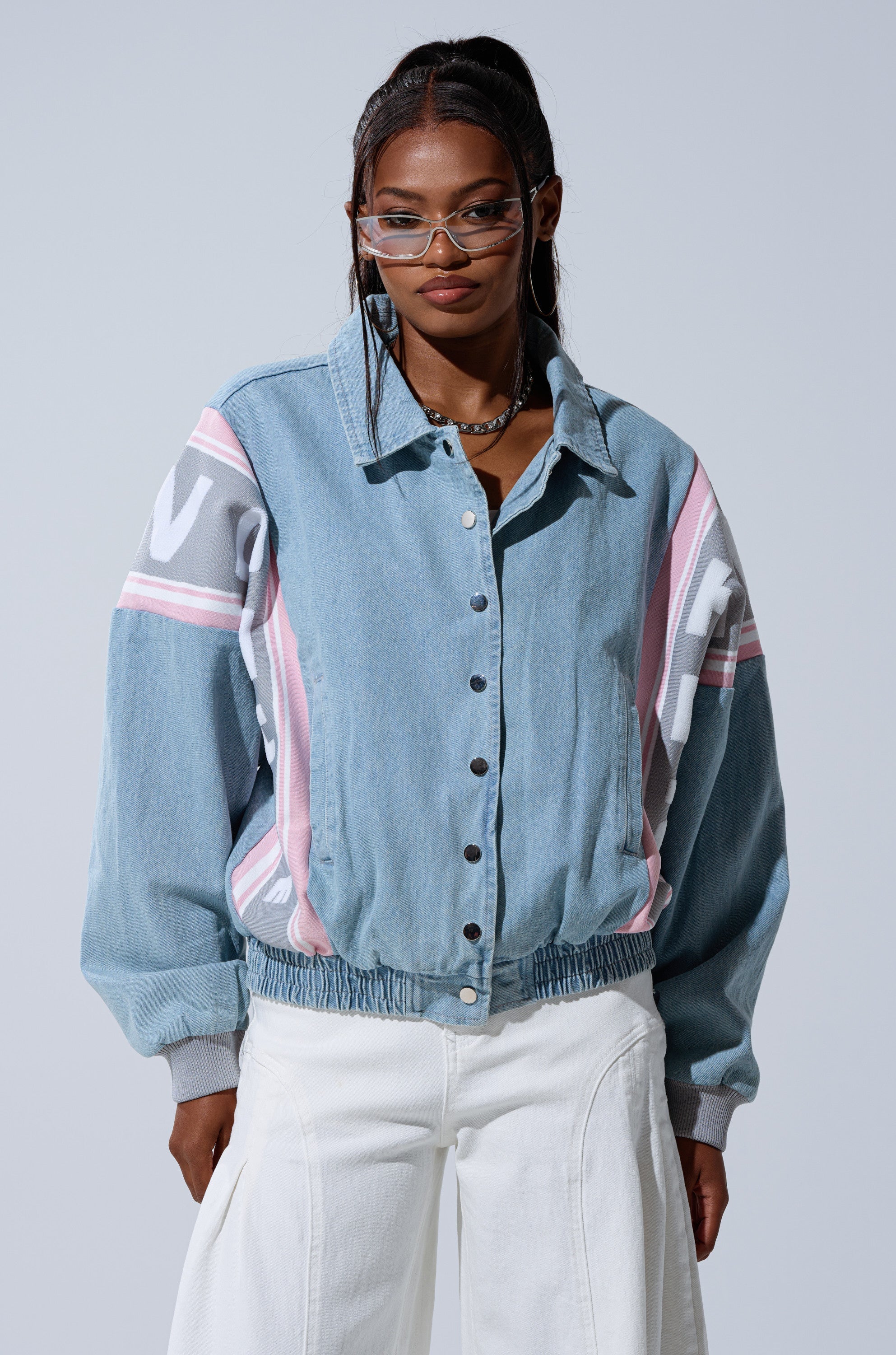 GAME TIME DENIM BOMBER