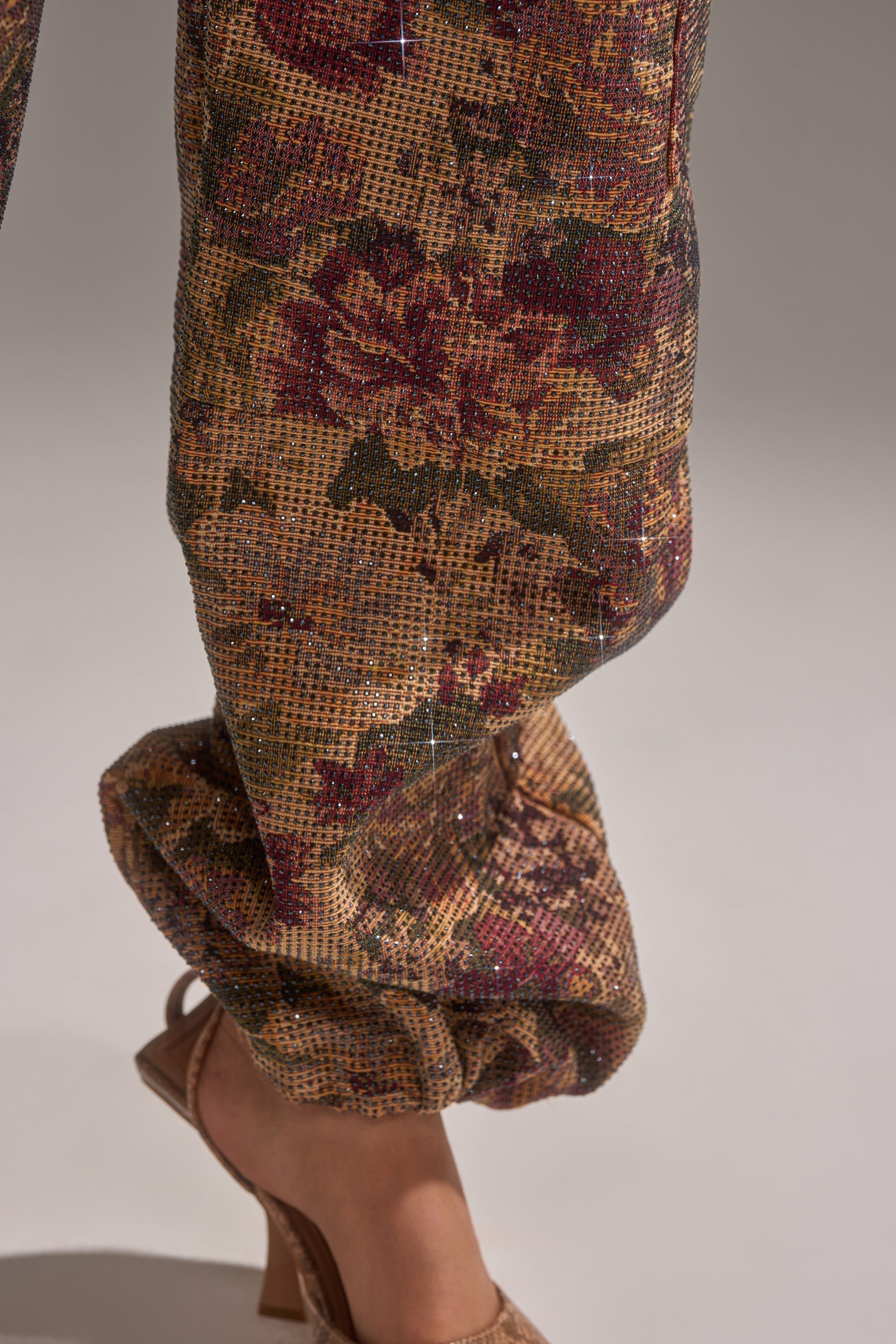 GLAM SQUAD RHINESTONE BROCADE TROUSER