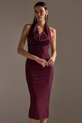POPPIN' BOTTLES RHINESTONE MAXI DRESS IN PURPLE