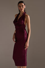 POPPIN' BOTTLES RHINESTONE MAXI DRESS IN PURPLE