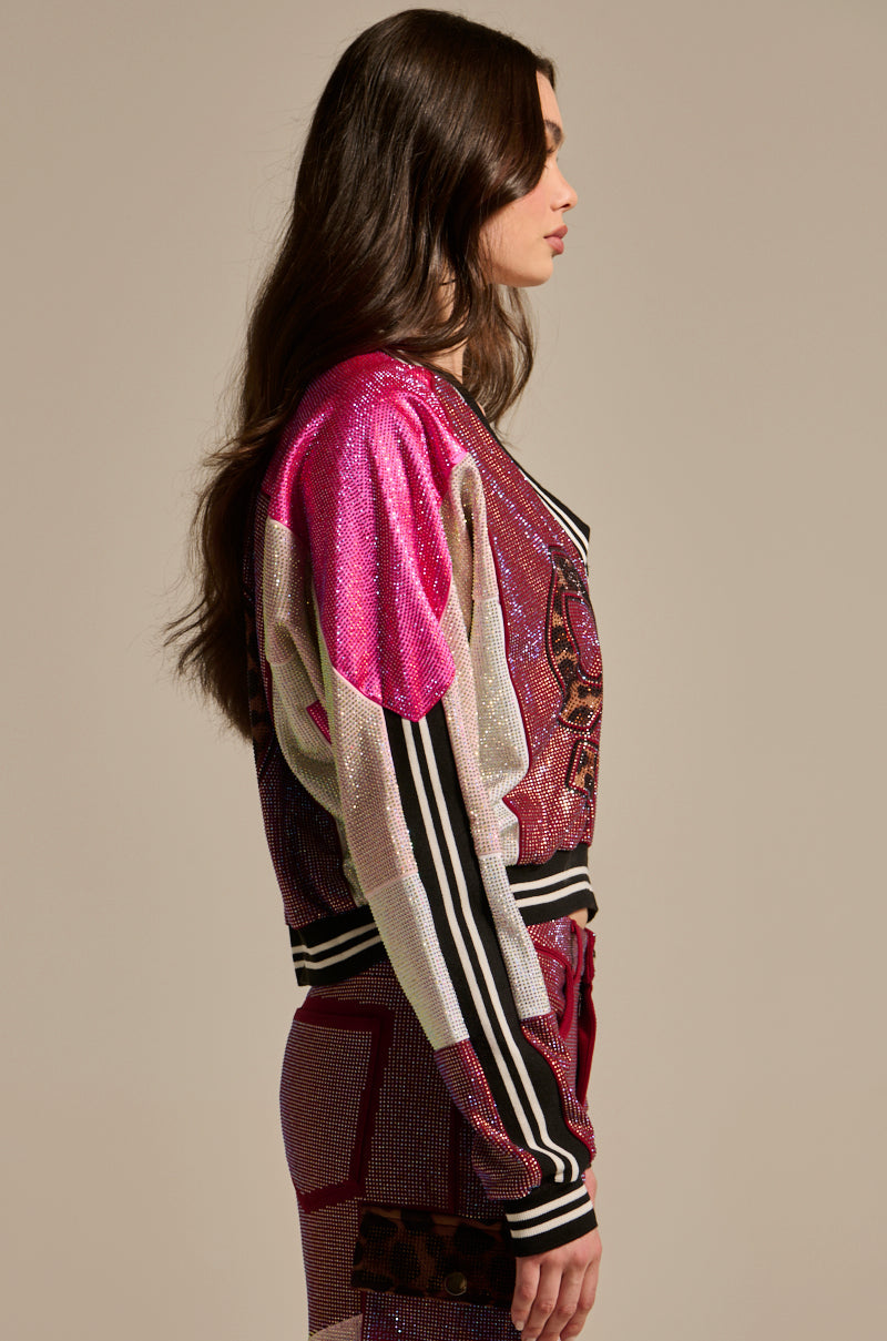 ONLY THE COOLEST RHINESTONE JERSEY SWEATSHIRT