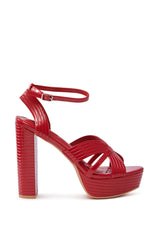 AZALEA WANG RED STRAPPY PLATFORM SANDAL