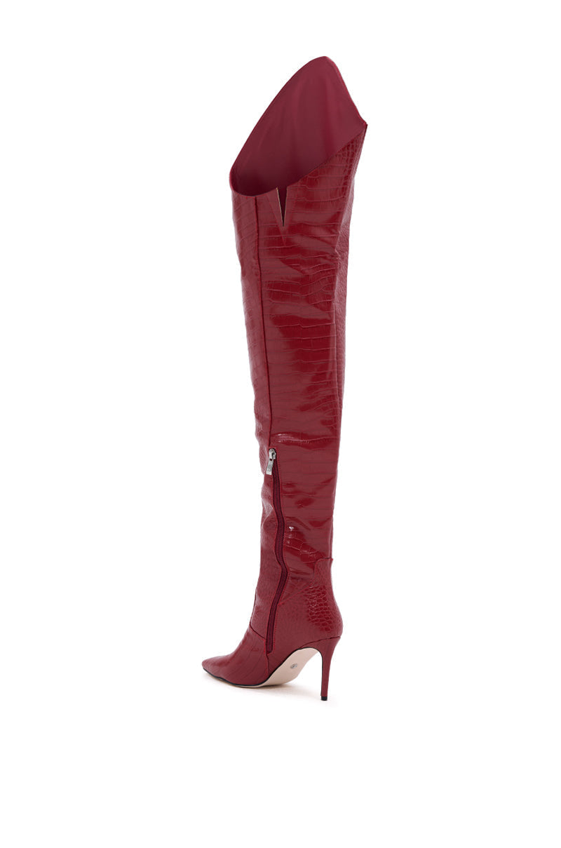 AZALEA WANG TARRANT RED STILETTO BOOT WITH WESTERN TOPLINE