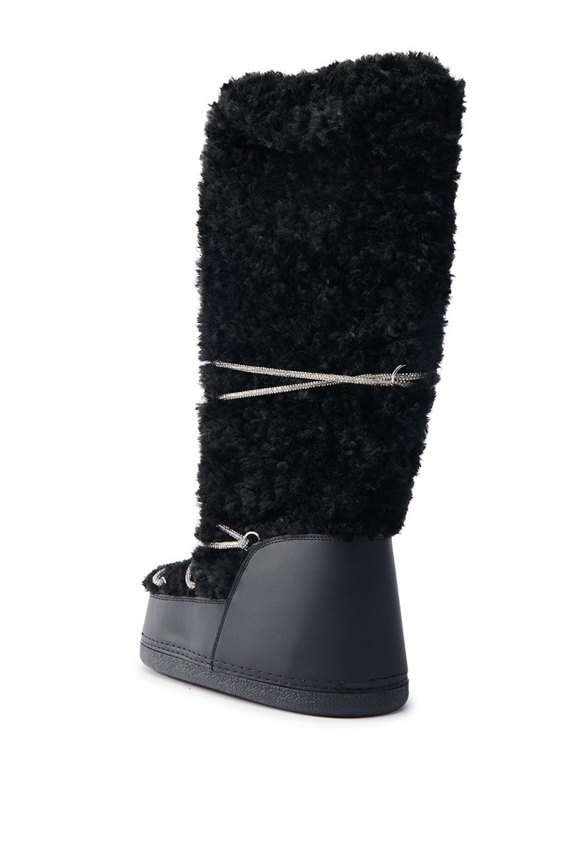 AZALEA WANG TAYTON BLACK KNEE HIGH FURRY BOOT