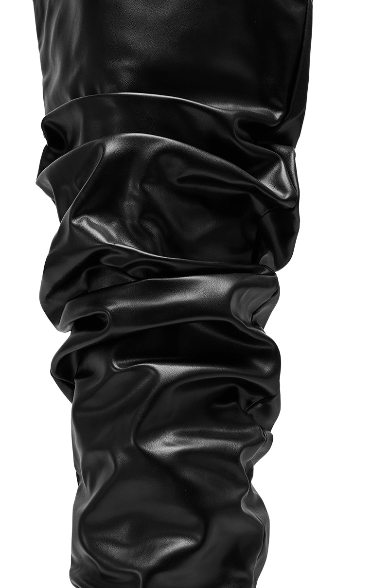 AZALEA WANG TORVIS RUCHED STILETTO BOOT IN BLACK