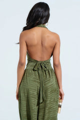 CROIX COWL NECK PLISSE HALTER TOP