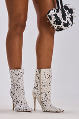 AZALEA WANG TYELOR WHITE BLACK PONY HAIR BOOTIE