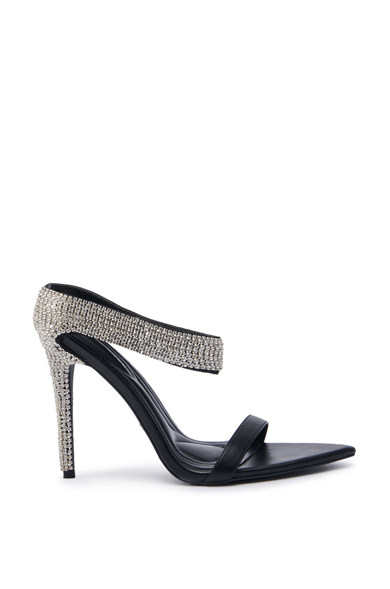 AZALEA WANG TYSSEN BLACK EMBELLISHED STILETTO SANDAL