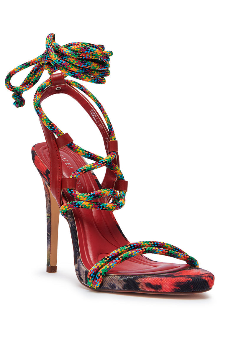 AZALEA WANG TZILLA MULTI COLOR ROPE STILETTO SANDAL