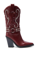 AZALEA WANG UMBRA BURGUNDY WESTERN BOOTIE