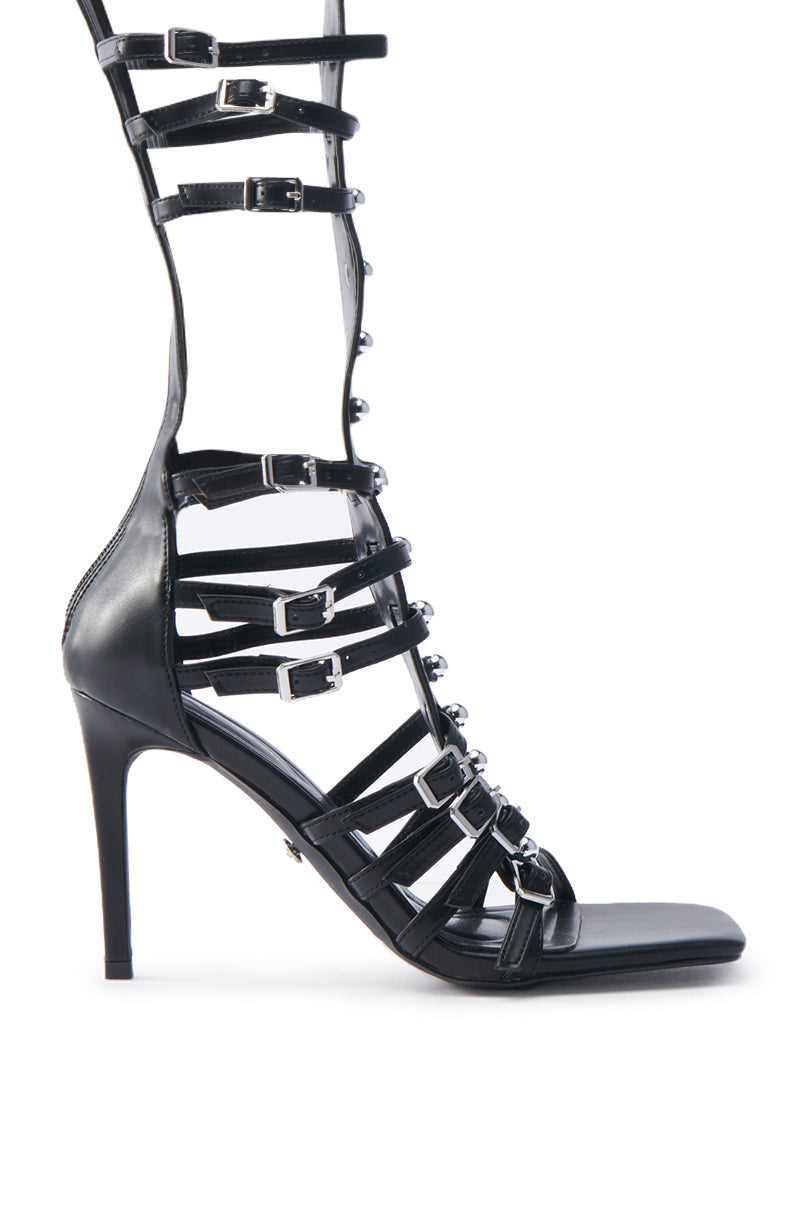 AZALEA WANG UNDERWOOD BLACK GLADIATOR STILETTO SANDAL