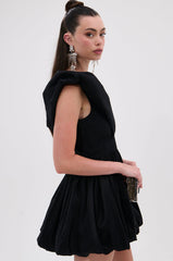 ONCE UPON A DREAM WOVEN MINI DRESS IN BLACK