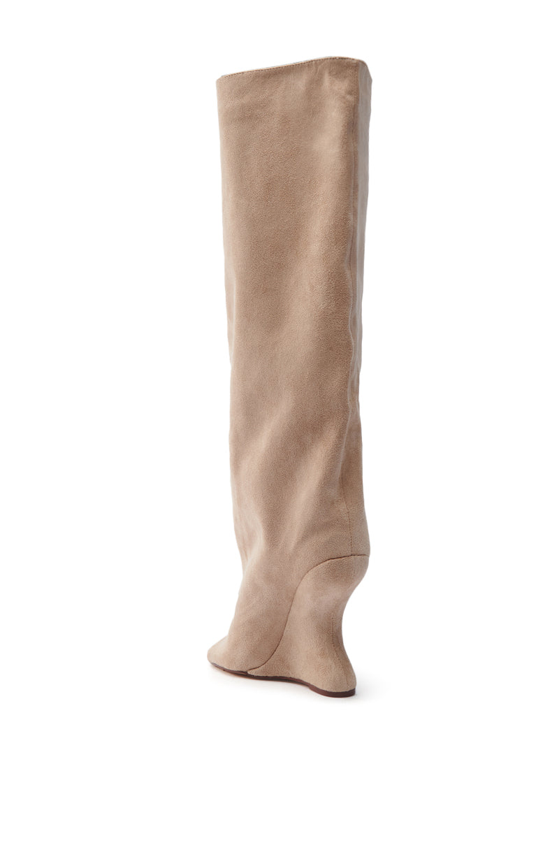 AZALEA WANG VINCENT NUDE FAUX SUEDE OPEN TOE BOOT