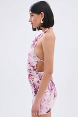 BAD HABITS VELVET PRINTED MINI DRESS