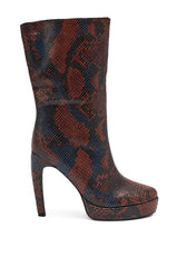 AZALEA WANG WENONA BROWN MULTI SNAKE BOOTIE