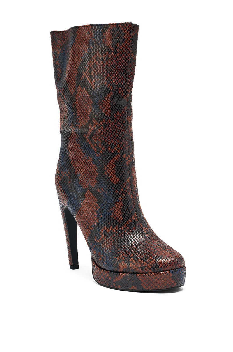 AZALEA WANG WENONA BROWN MULTI SNAKE BOOTIE