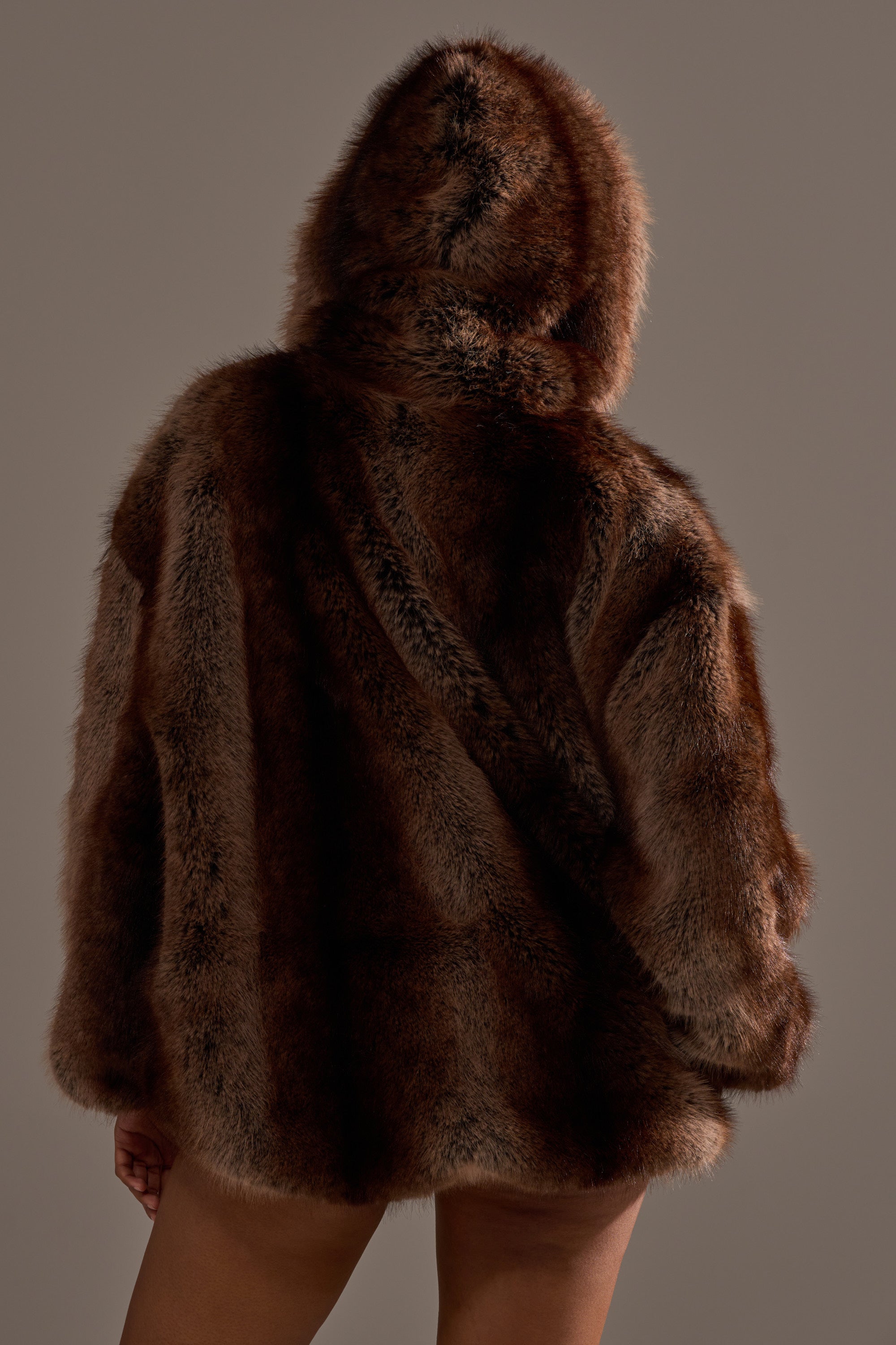 NATURAL INSTINCTS HOODED FUR BOMBER