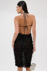 LENNOX SEQUIN MESH MIDI DRESS