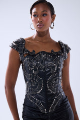 PIN ME DOWN FAUX LEATHER CORSET