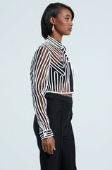 EVA LONG SLEEVE BUTTON DOWN STRIPED SHIRT