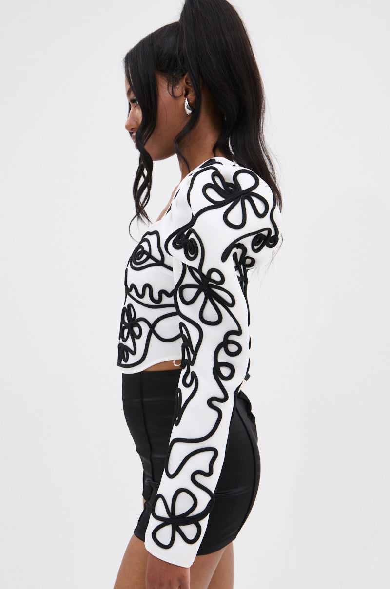 FRIEDA PUFF LONG SLEEVE CROPPED BLOUSE