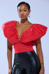 FEMME ENERGY SCUBA BLOUSE IN RED